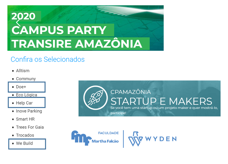 Aprovação no Call For Startup e Makers Campus Party Amazônia 2020